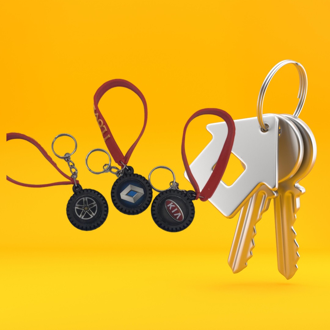 جاکلیدی لاستیک لوگو ماشین بند دار کوچک